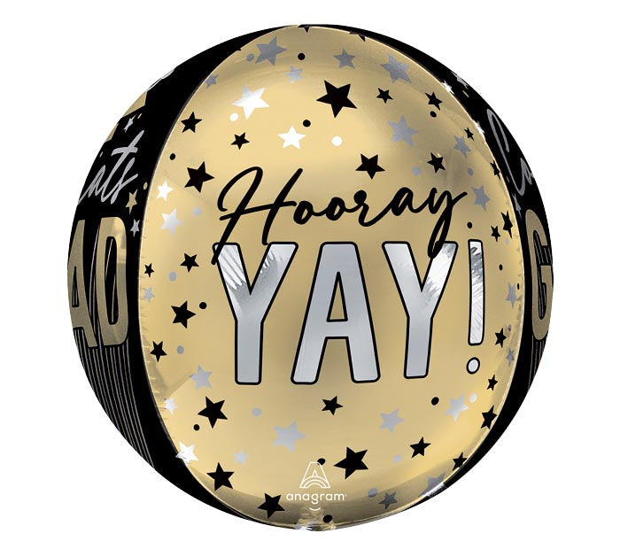 16" Congrats Grad Stripes & Stars Orz Balloon